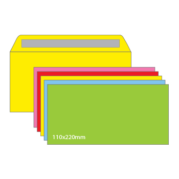 Envelope DL sem Janela 110x220 Cores Sortidas - Pack 25 Unidades